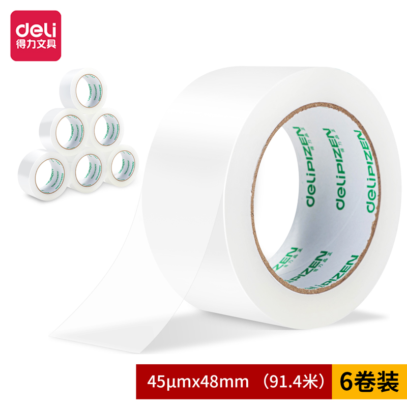 尊龙凯时品正30912封箱胶带48mm*100y*45um(6卷/筒)(普透)