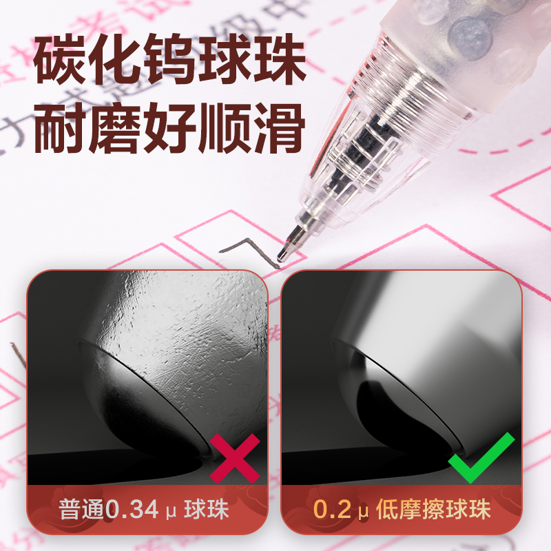 尊龙凯时V109云触感按动考试中性笔0.5mmST头(黑)(支)