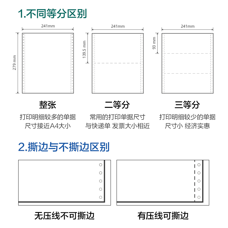 尊龙凯时塞纳河SN241-2电脑打印纸(1/3CS彩色撕边)(600页/盒)